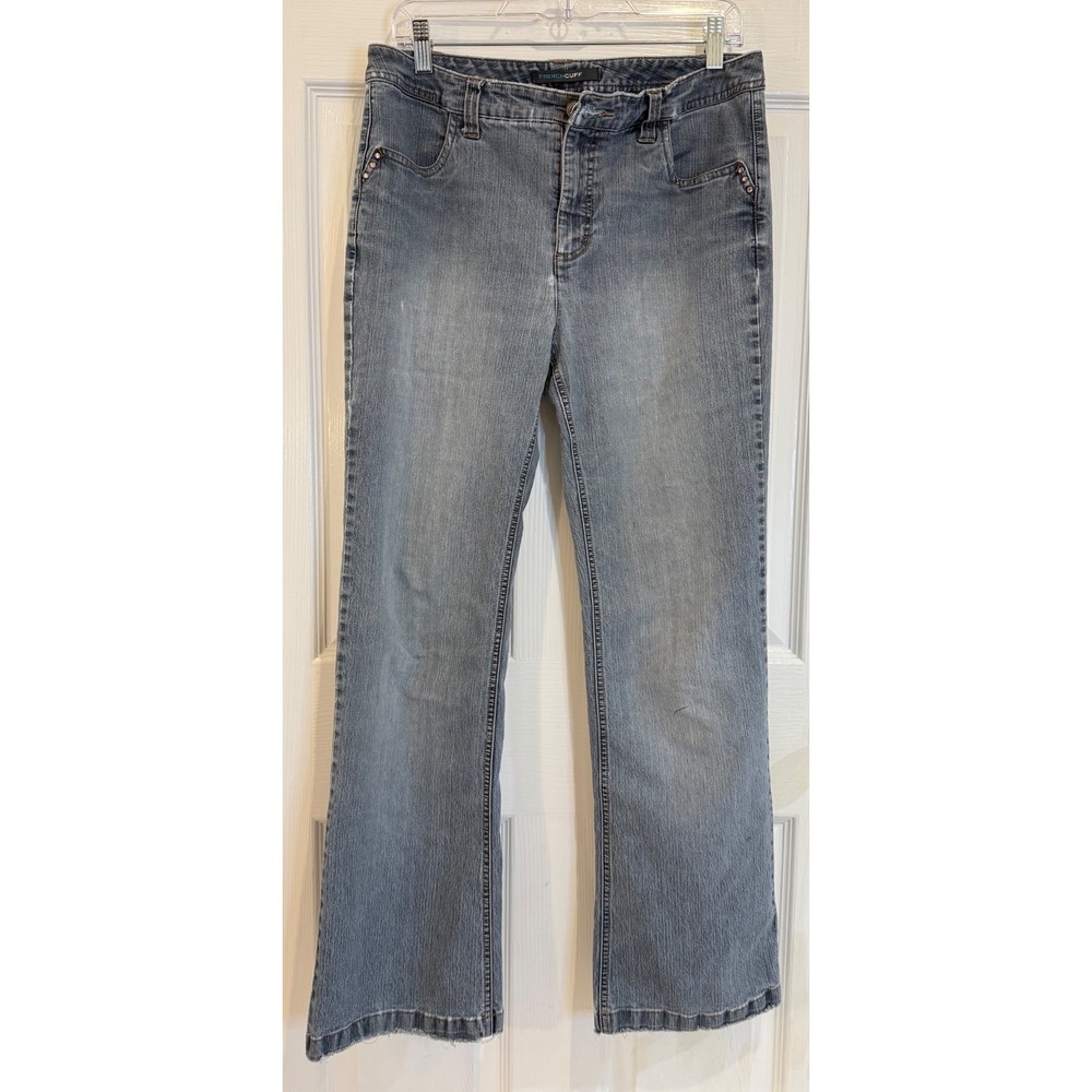 French Cuff Women's Jeans Size 12P Blue Denim‎ Rhinestone Embellished Pockets